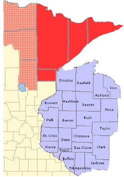 Minnesota Arrowhead Region with Wisconsin Indian Head Country